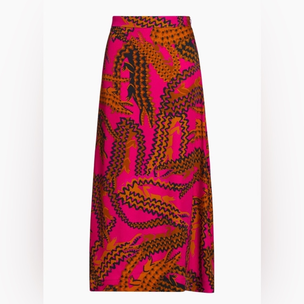 Farm Rio Pink Croco Midi Skirt